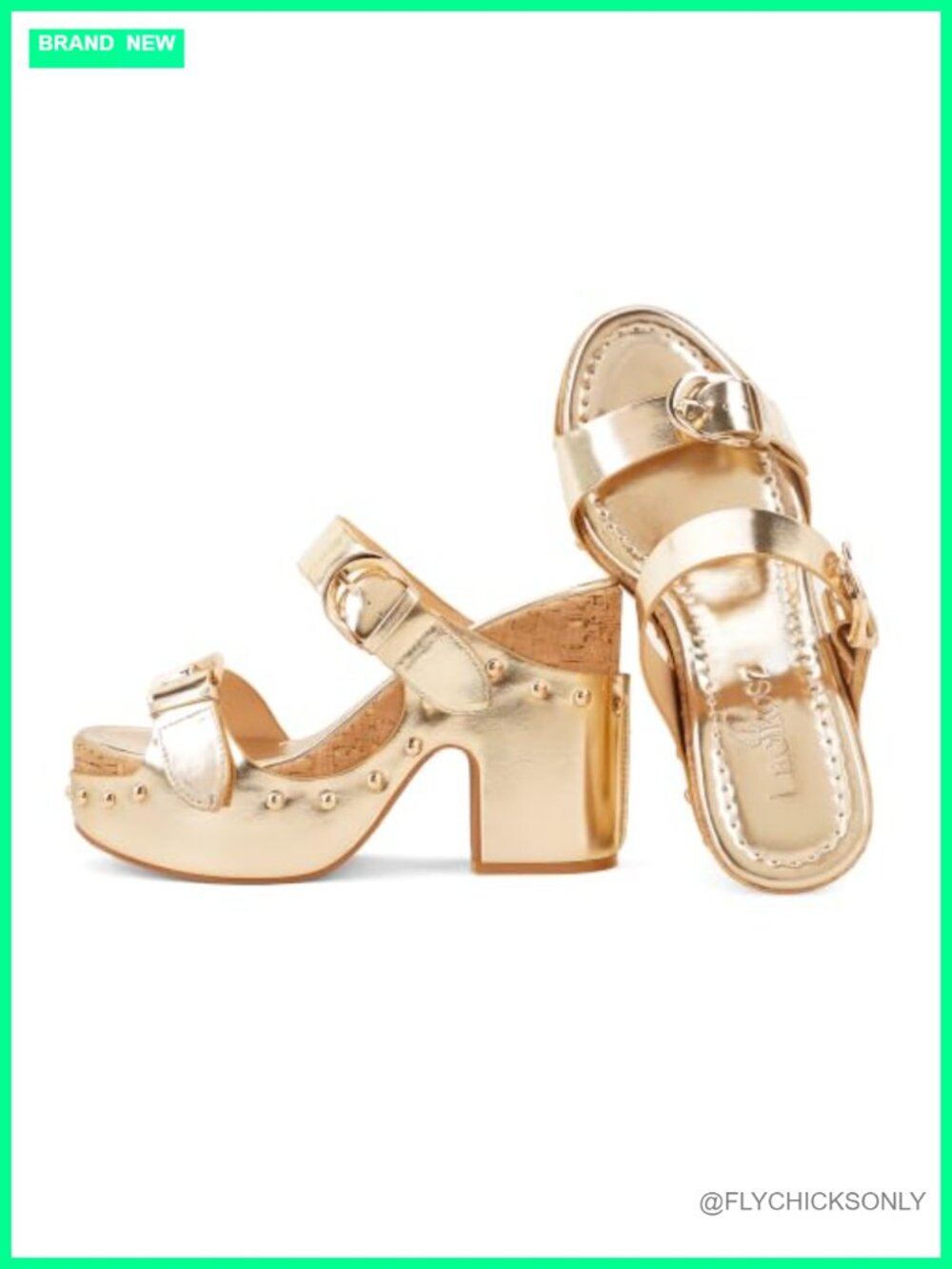 LACIKOSZ Platform Heels Chunky Block Sandals Faux Leather 4.5"